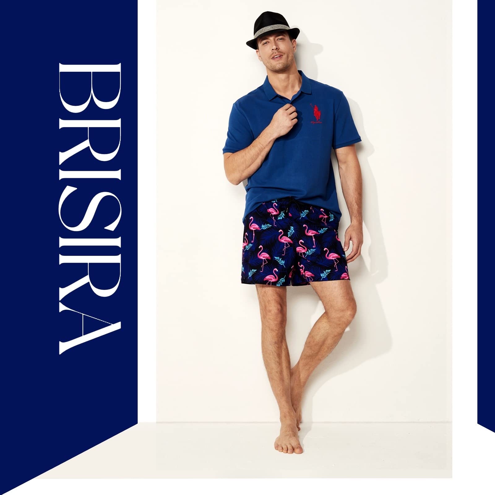 Brisira Mens Swim Trunks Quick Dry Swim Shorts 5 Inch Inseam Stretch Water Beach Shorts With Compression Liner Zipper Pocket Fla