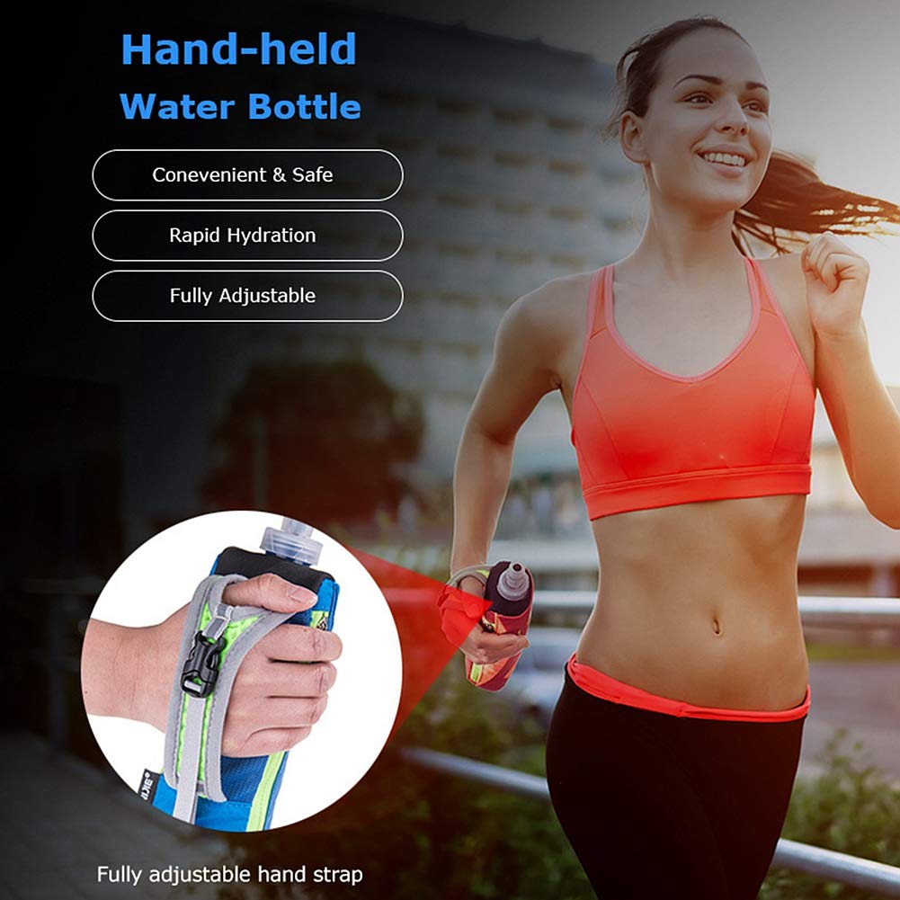 Aonijie Quick Grip Handheld Water Bottle For Running, Hand Strap Hydration Pack With 500Ml Handheld Soft Flask Water Bottle (Bla