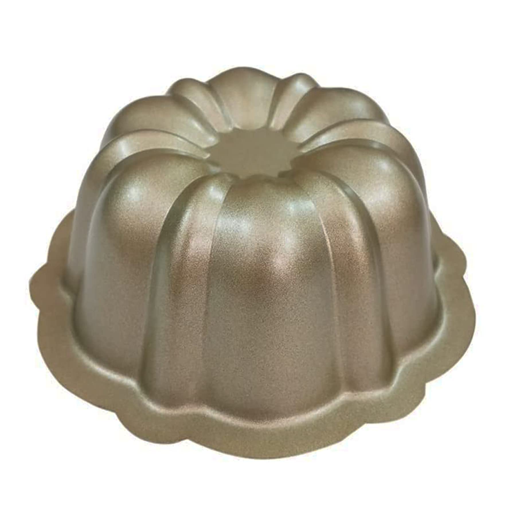 Mantouxixi 4 Pack Gold Color Mini Bundt Cake Pan, 4 Inch Nonstick Fluted Tube Cake Pans, Oven Baking Mold Metal Round Pumpkin Sh