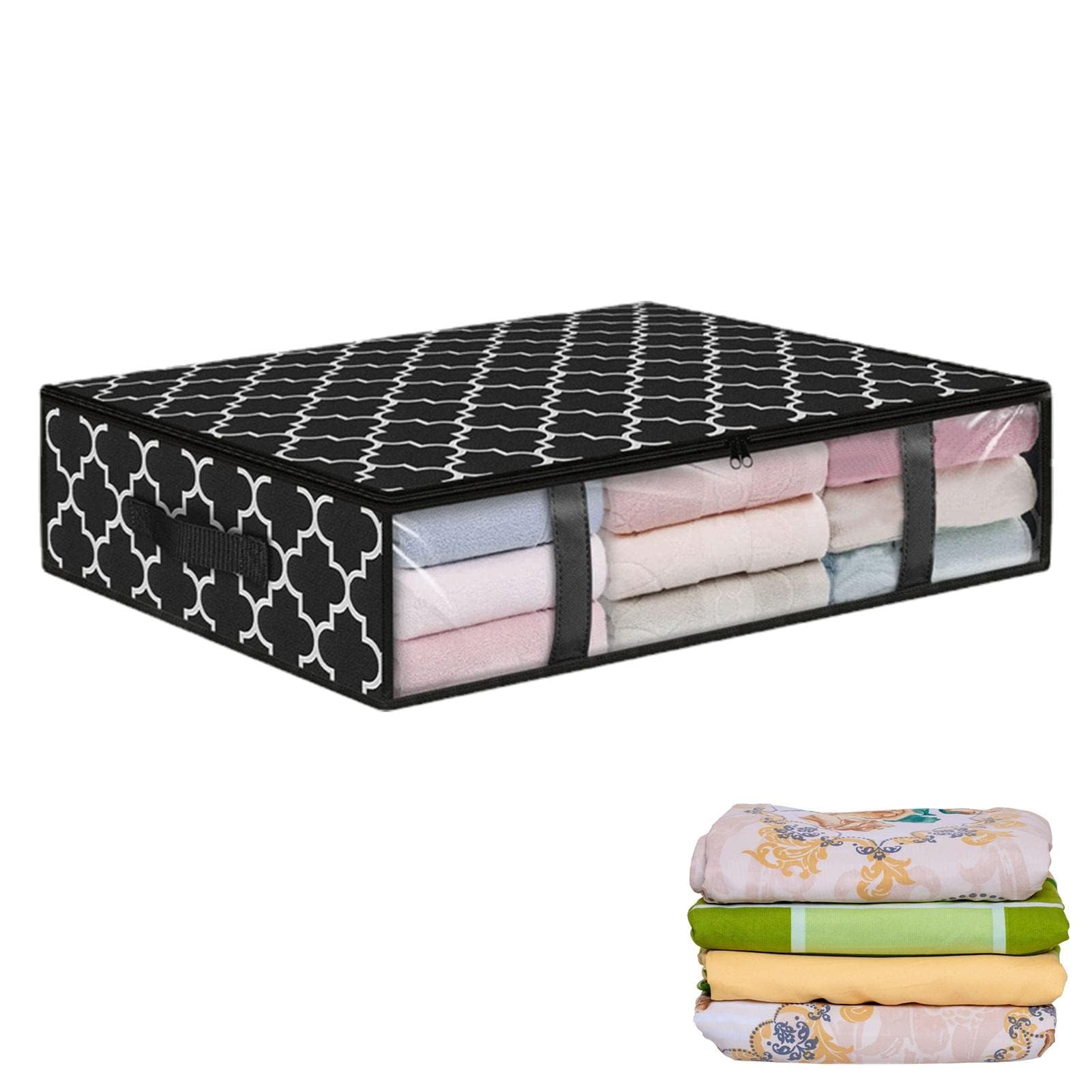 Kardiff Underbed Storage Organizer Box | 40L Large Capacity Foldable Clothes & Blanket Storage Bag With Clear Window | SpaceSav
