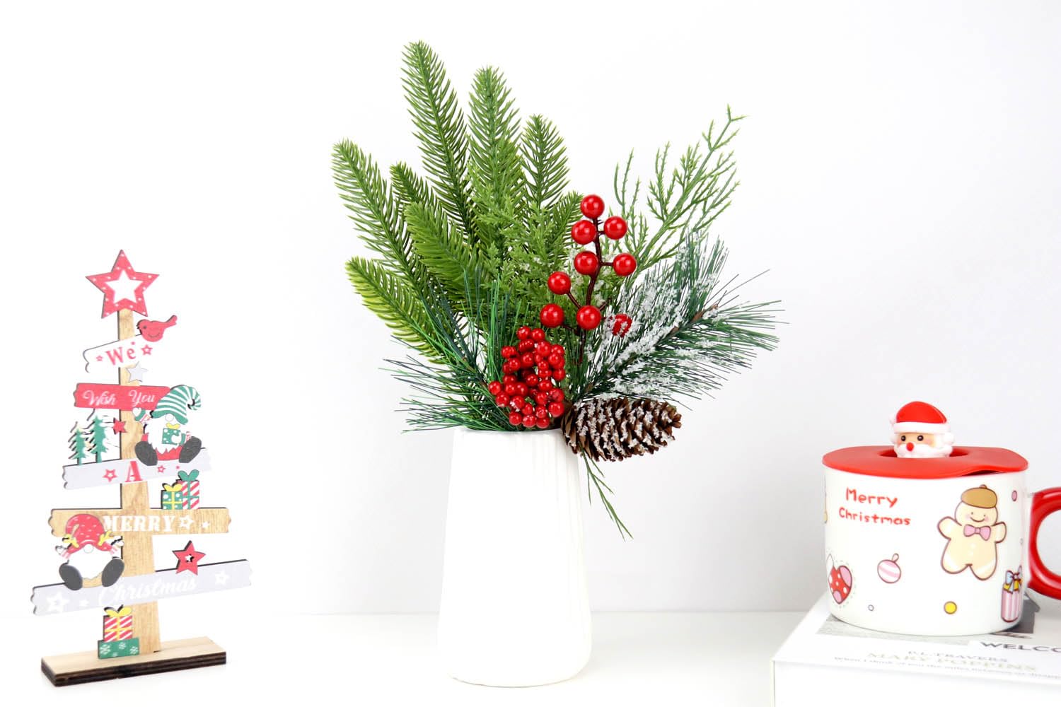 Artificial Pine Branches 50 Pcs, Christmas Tree Filler Green Plants, Faux Needle Stems for Garland Wreath Decorating, Evergreen