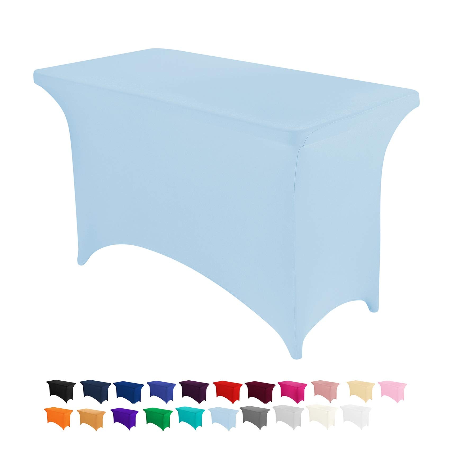 Peomeise 4Ft Spandex Table Cover Rectangular Stretch Spandex Tablecloth (Blue Mist,4Ft)