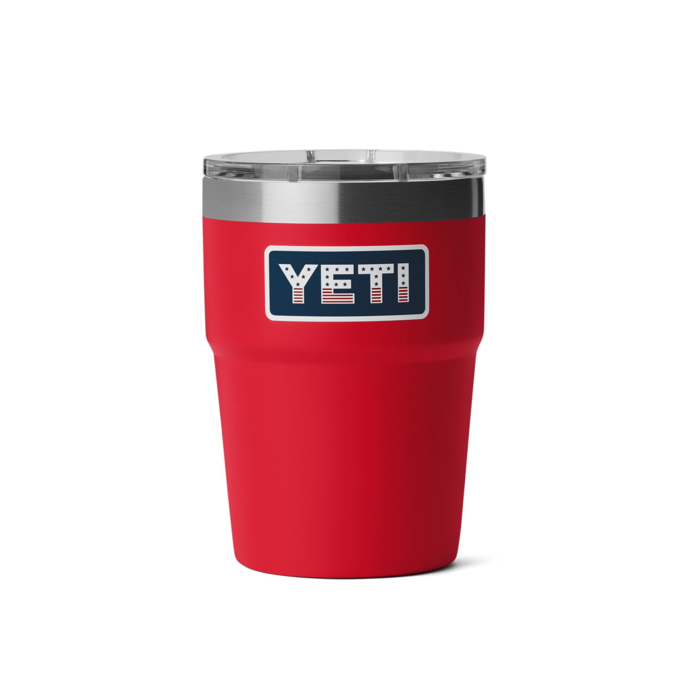 YETI Rambler 16 oz Stackable Tumbler, Vacuum Insulated, Stainless Steel with MagSlider Lid, Red/Badge