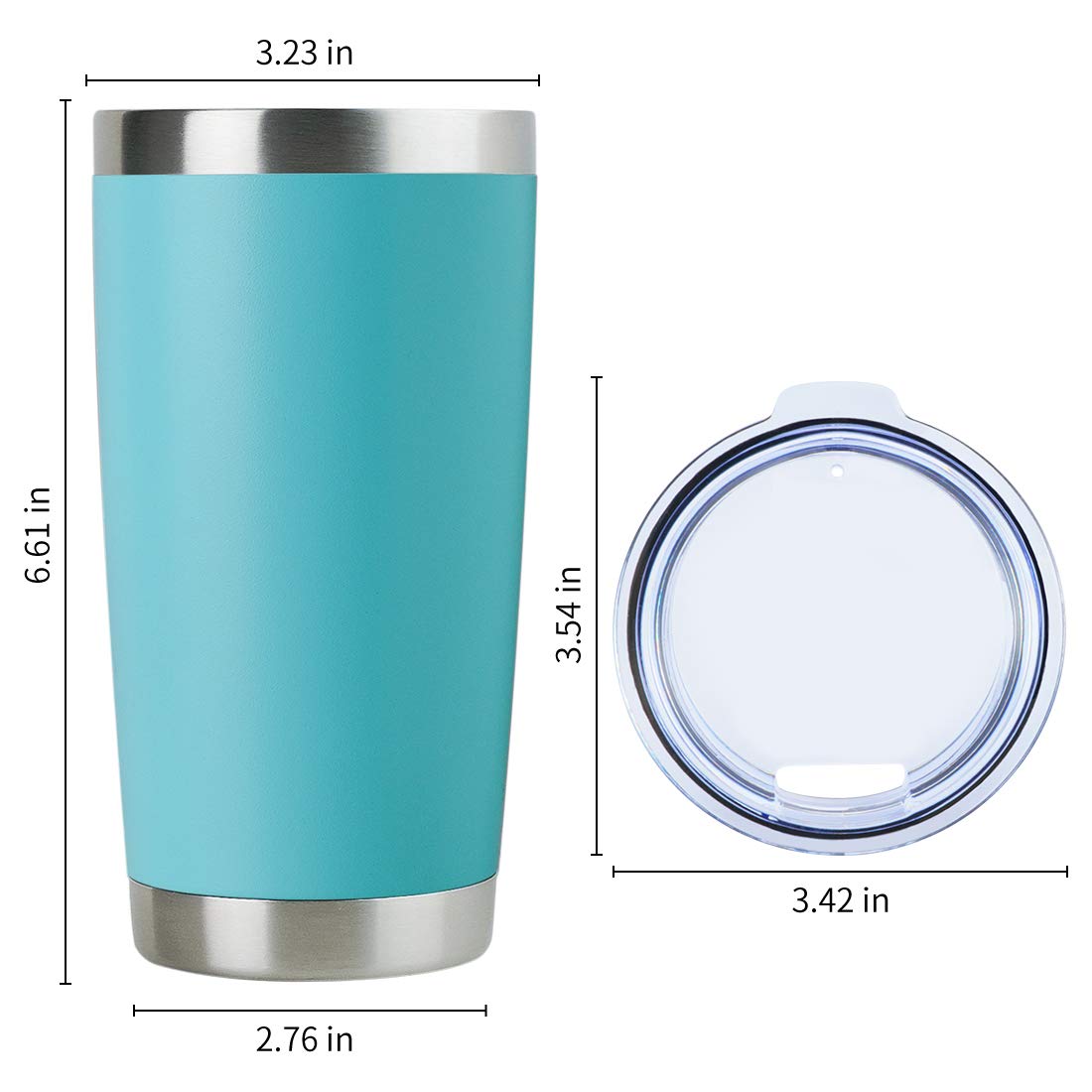 Domicare 20Oz Stainless Steel Tumbler Bulk With Lid, Double Wall Vacuum Insulated Travel Mug, Powder Coated Coffee Cup, Light Bl