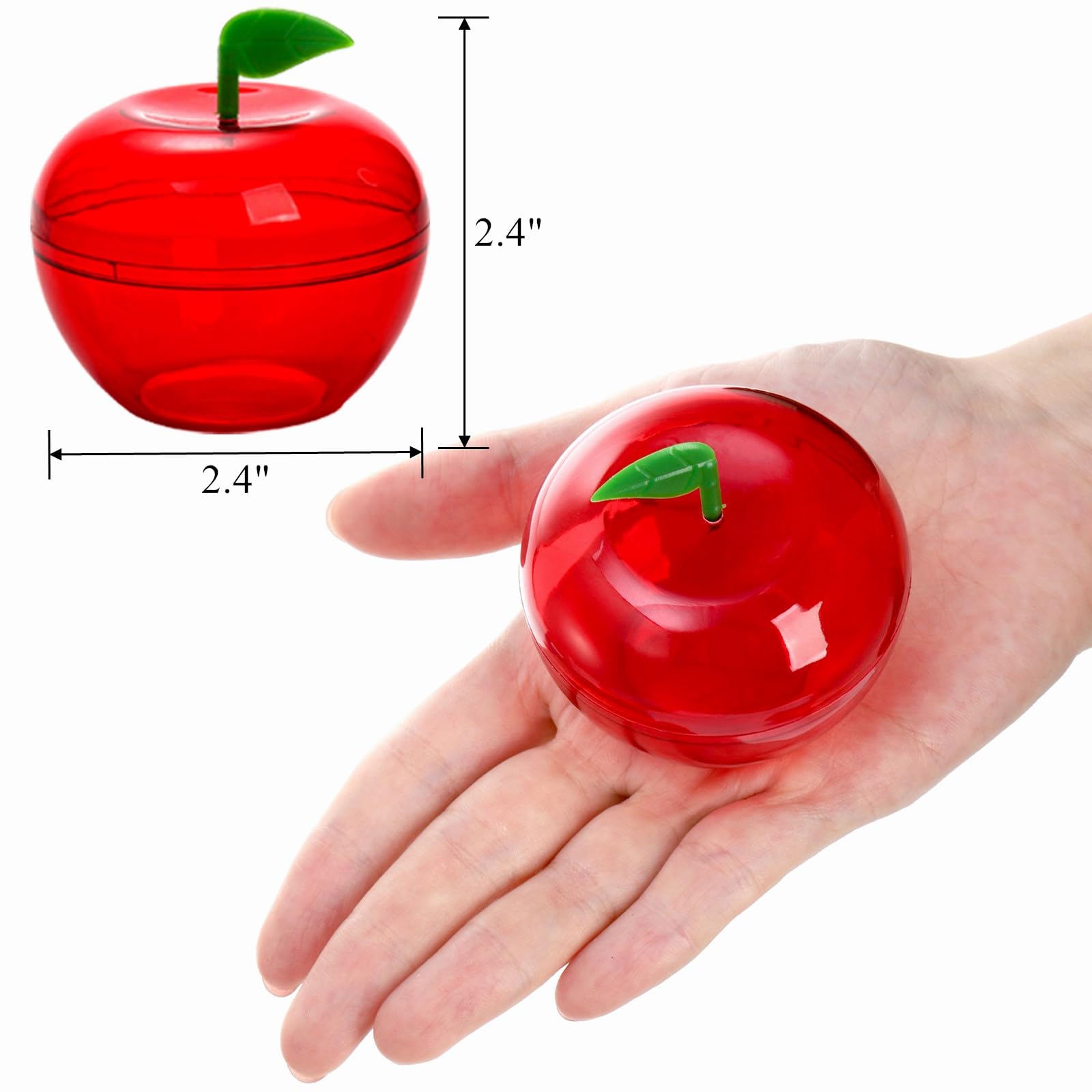 Cididu 50 Pcs Plastic Apple Container, Apple Shaped Mini Candy Boxes, Christmas Apple Container Candy Holder, Candy Jars Apple O