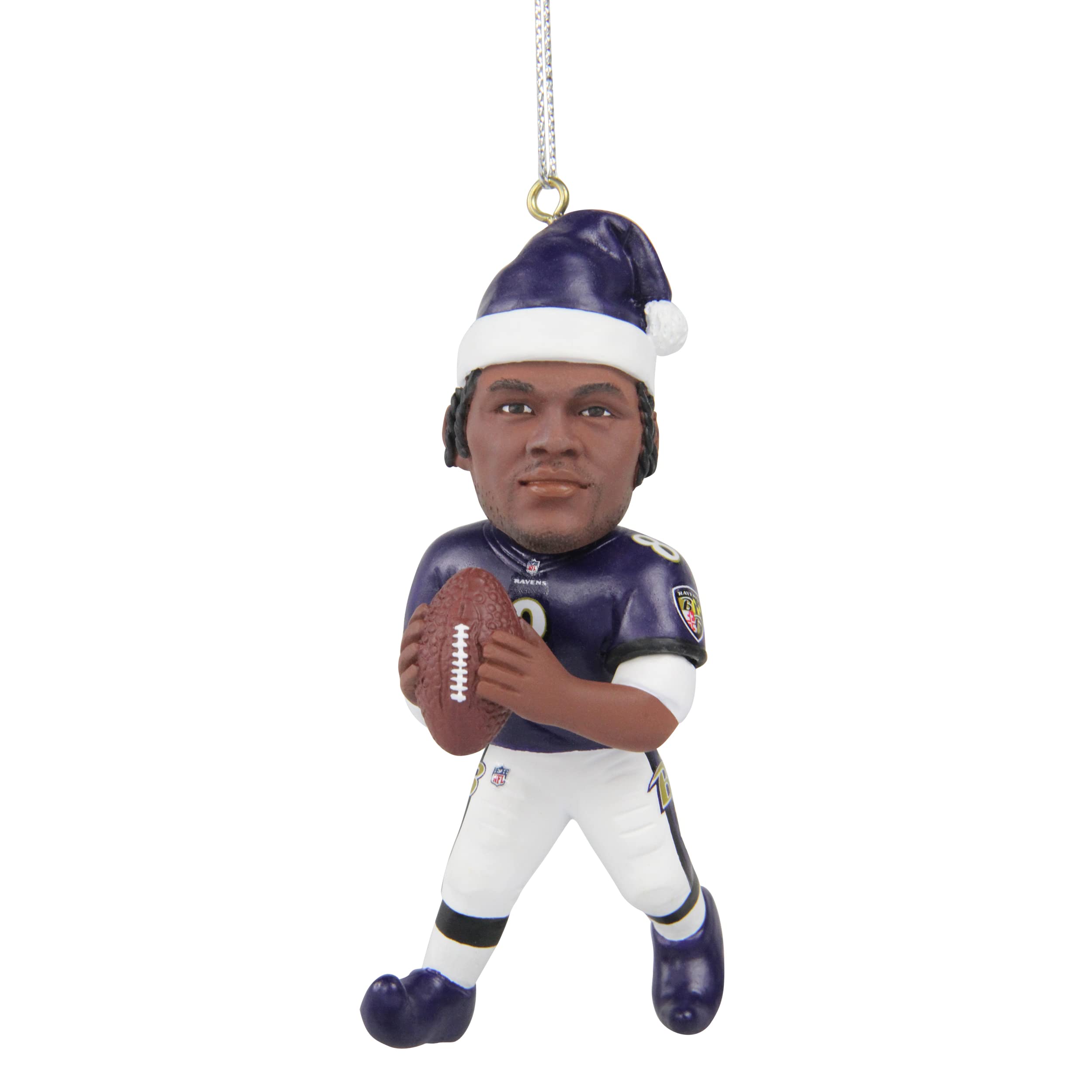 FOCO - NFL 4 Elf Player Resin Xmas Christmas Tree Team Ornament (Lamar Jackson - Baltimore Ravens)