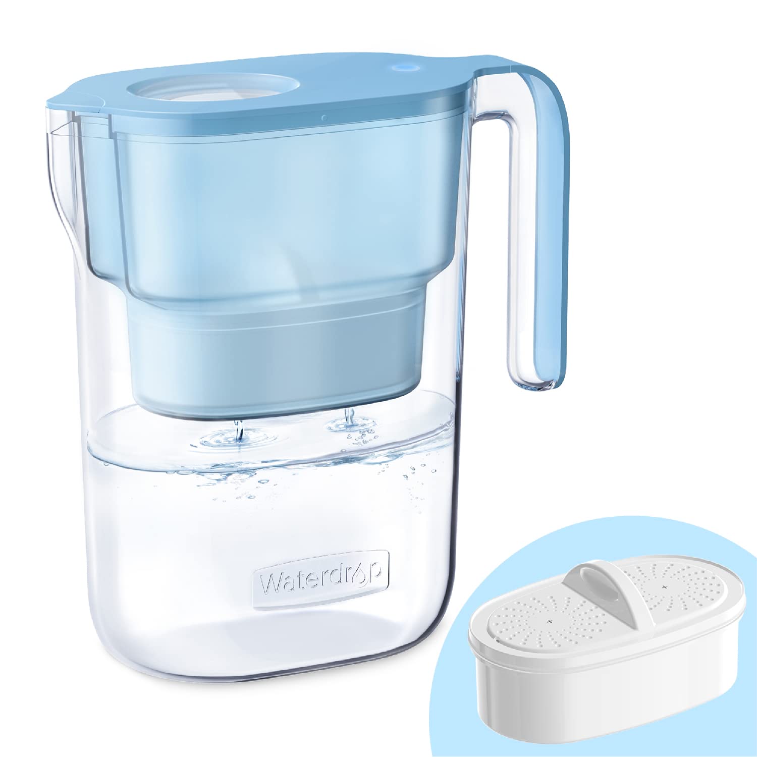 Waterdrop Water Filter Pitcher With 1 Filter, 5X Times Lifetime, Lasts 200 Gallons, For Fridge And Kitchen, Reduces Pfoa/Pfos, C