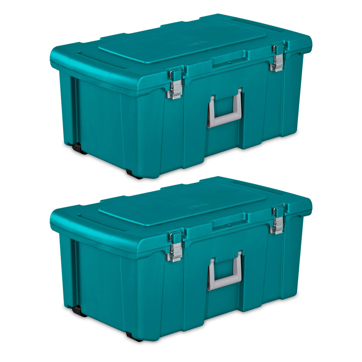 Sterilite Footlocker, Stackable Wheeled Storage Bin With Handle And Latching Lid, Plastic Rolling Container For Home Organizatio