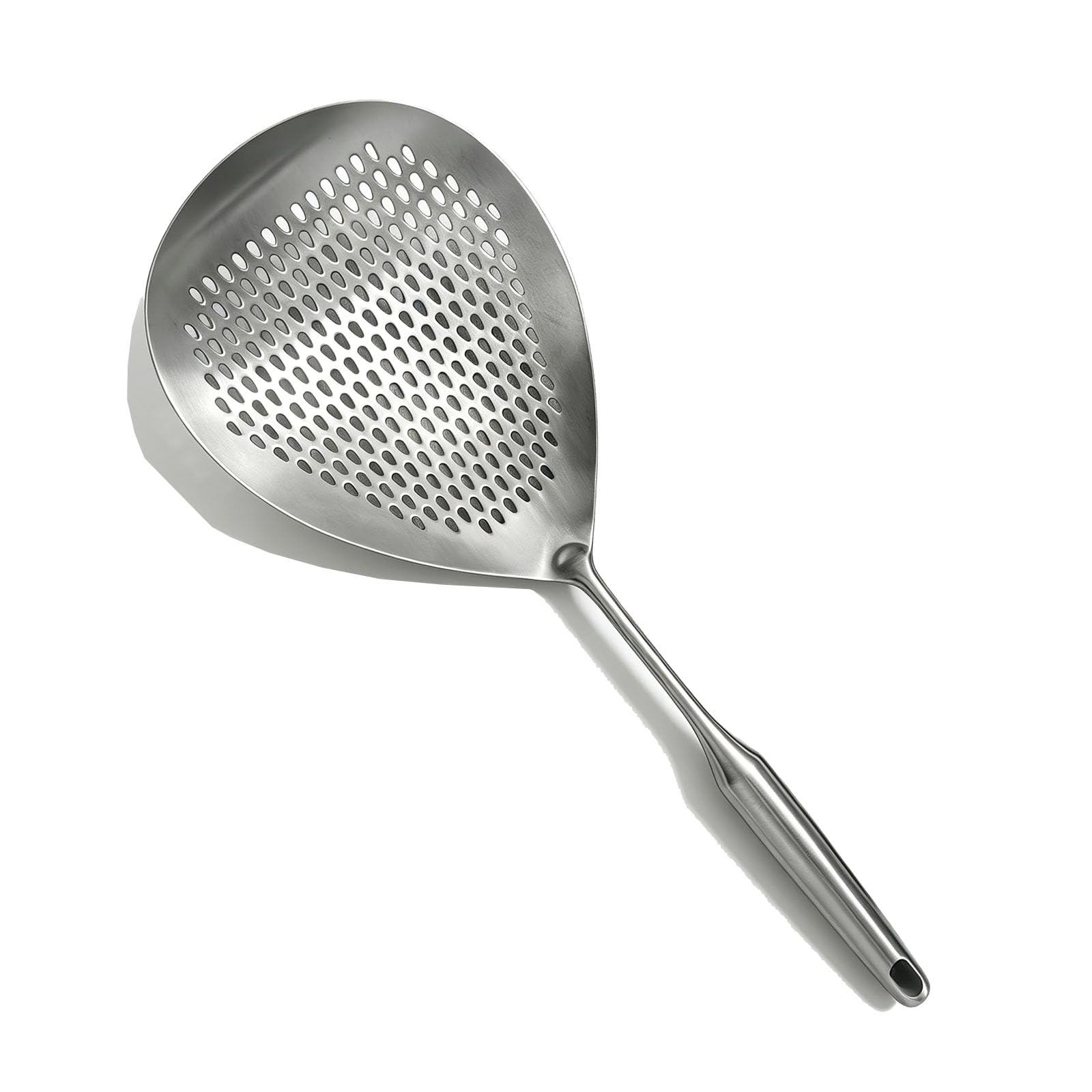 Voltosol Stainless Steel Skimmer Spoon, Large Slotted Spider Skimmer with Long Handle, Heat Resistant Strainer Ladle for Deep Fr