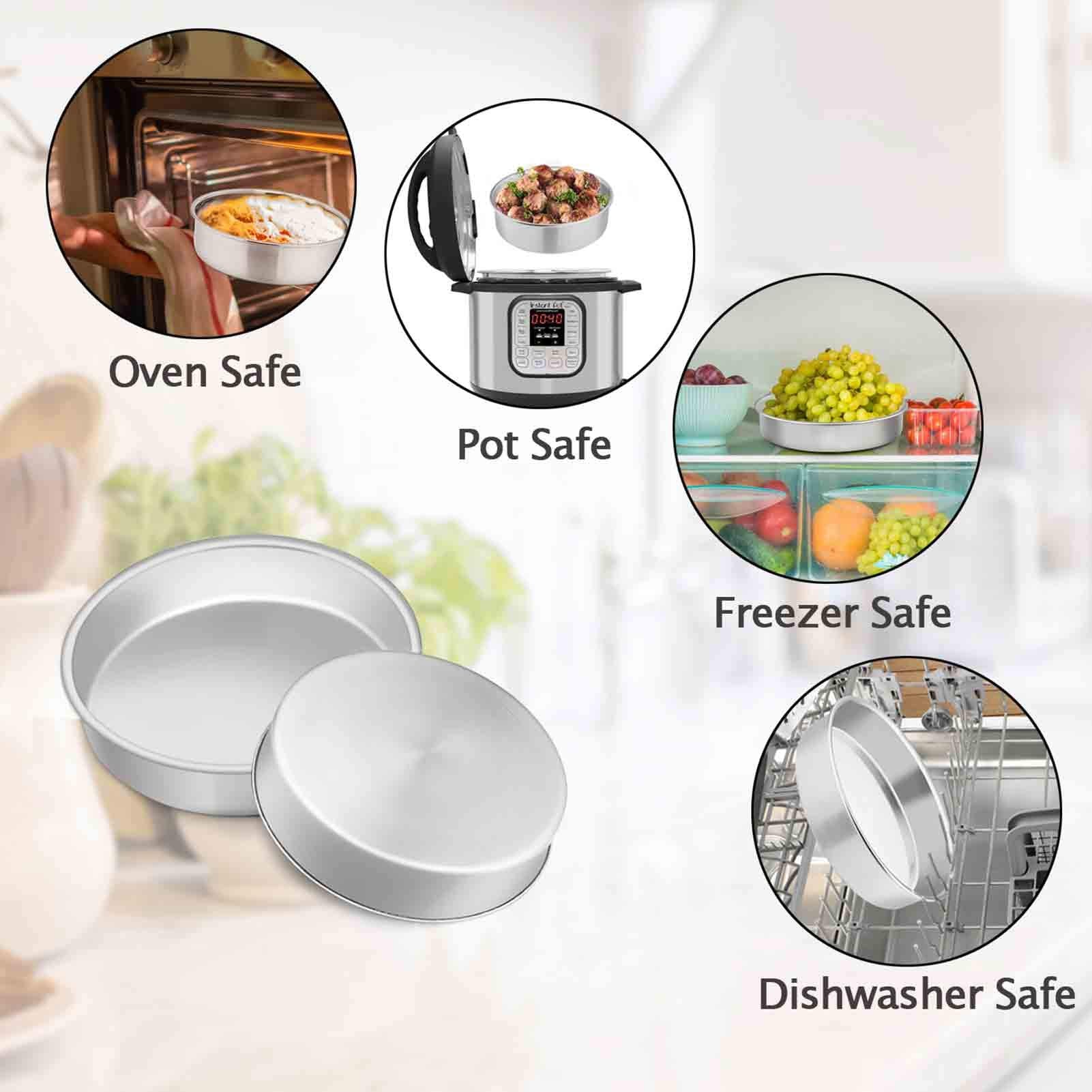 Teamfar Cake Pan, 4 ' ' / 6 ' ' / 8 ' ', Stainless Steel Round Baking Tier Cake Pans Set, For Baking Steaming Serving, Healthy &