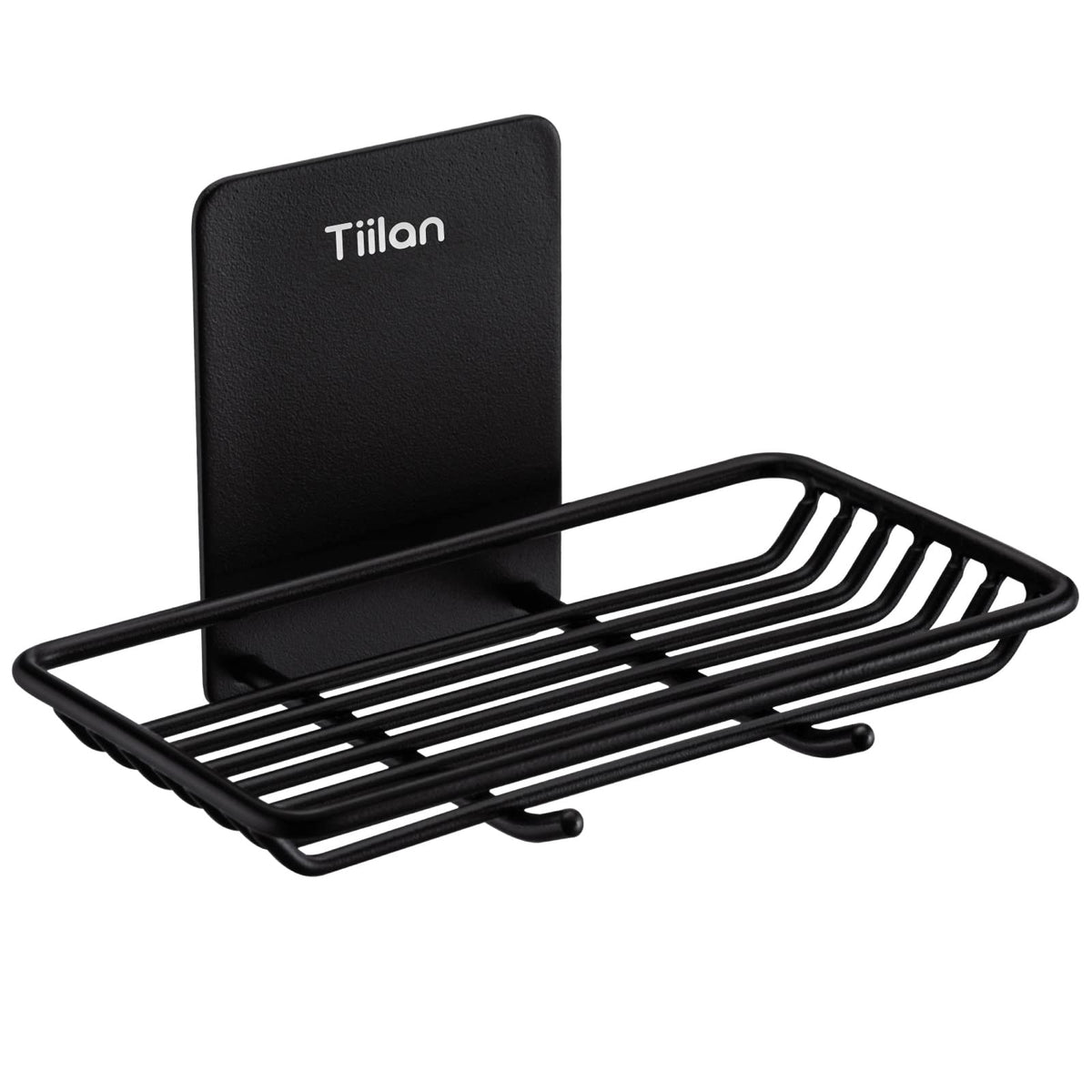Tiilan Self Adhesive Bar Soap Dish For Shower, Bathroom Soap Holder Wall Mount - Stainless Steel, Black