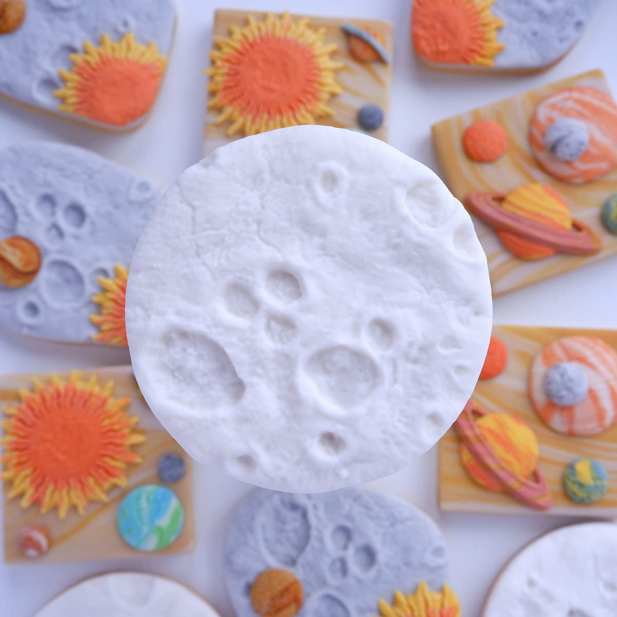 Katy Sue Moon Surface Texture Mat Silicone Mold For Space Themed Cake, Cookie Decorating, & Craft. Use With Fondant, Sugar Paste