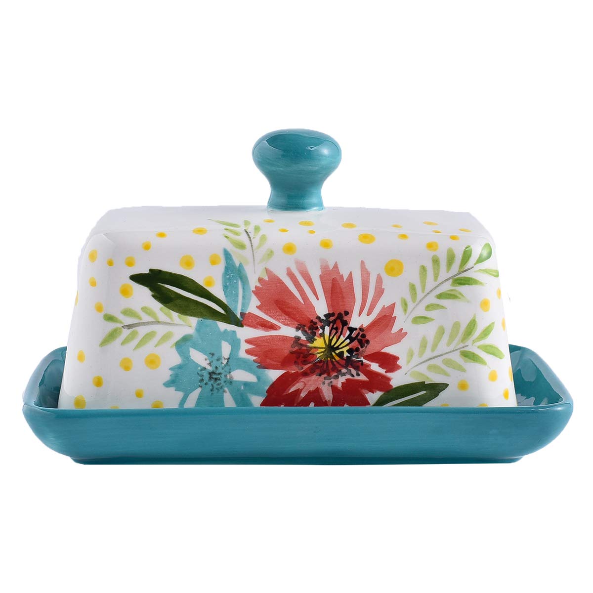 Wisenvoy Butter Dish Ceramic Butter Dish With Lid Butter Keeper Butter Dish With Lid For Countertop Flower Butter Crock