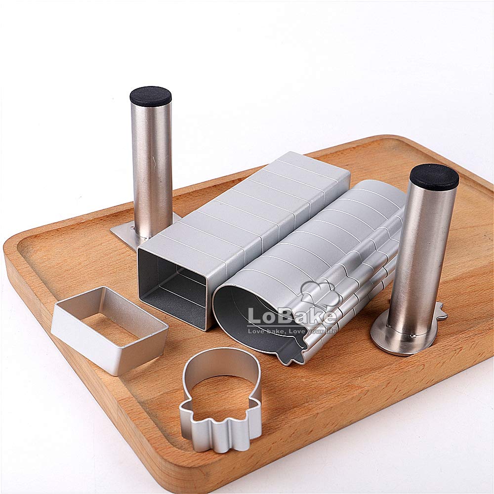 Lobake 2 Units Pineapple And Rectangle Aluminium Cookie Biscuit Mold With Stainless Steel Press Stamp Fondant Fruit Vegetable Cu