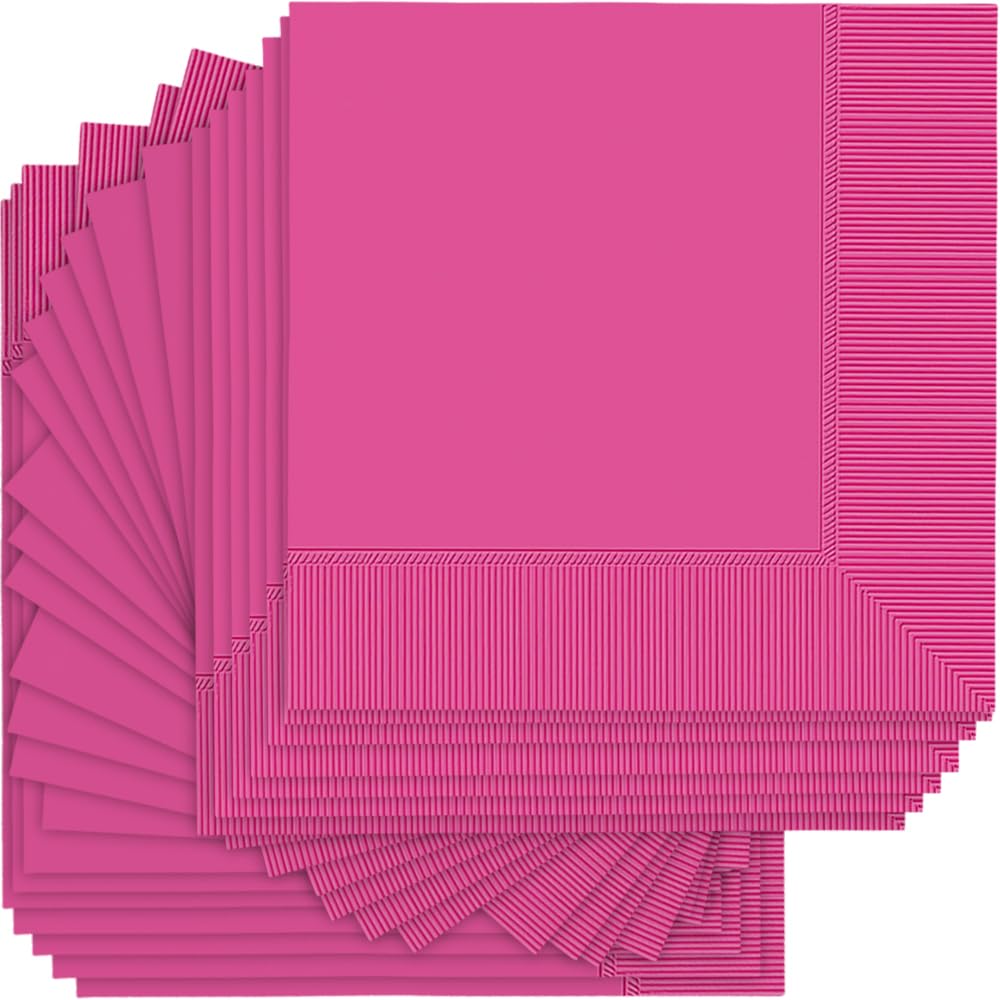 Elegant Bright Pink 2-Ply Luncheon Napkins - 6.5 X 6.5 (40-Pack) - Soft & Durable, Vibrant Mid Count Napkins - Perfect For E