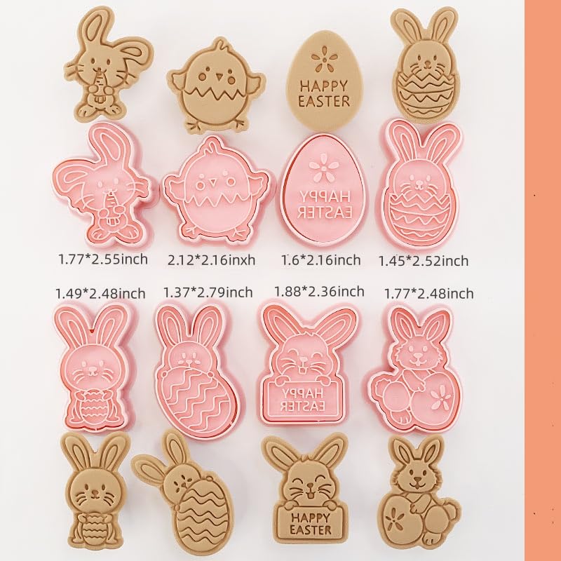Easter Cookie Mold, Cartoon Rabbit Easter Egg, Diy Cookie Mold Fondant Baking Tool, 8 Pieces In A Set