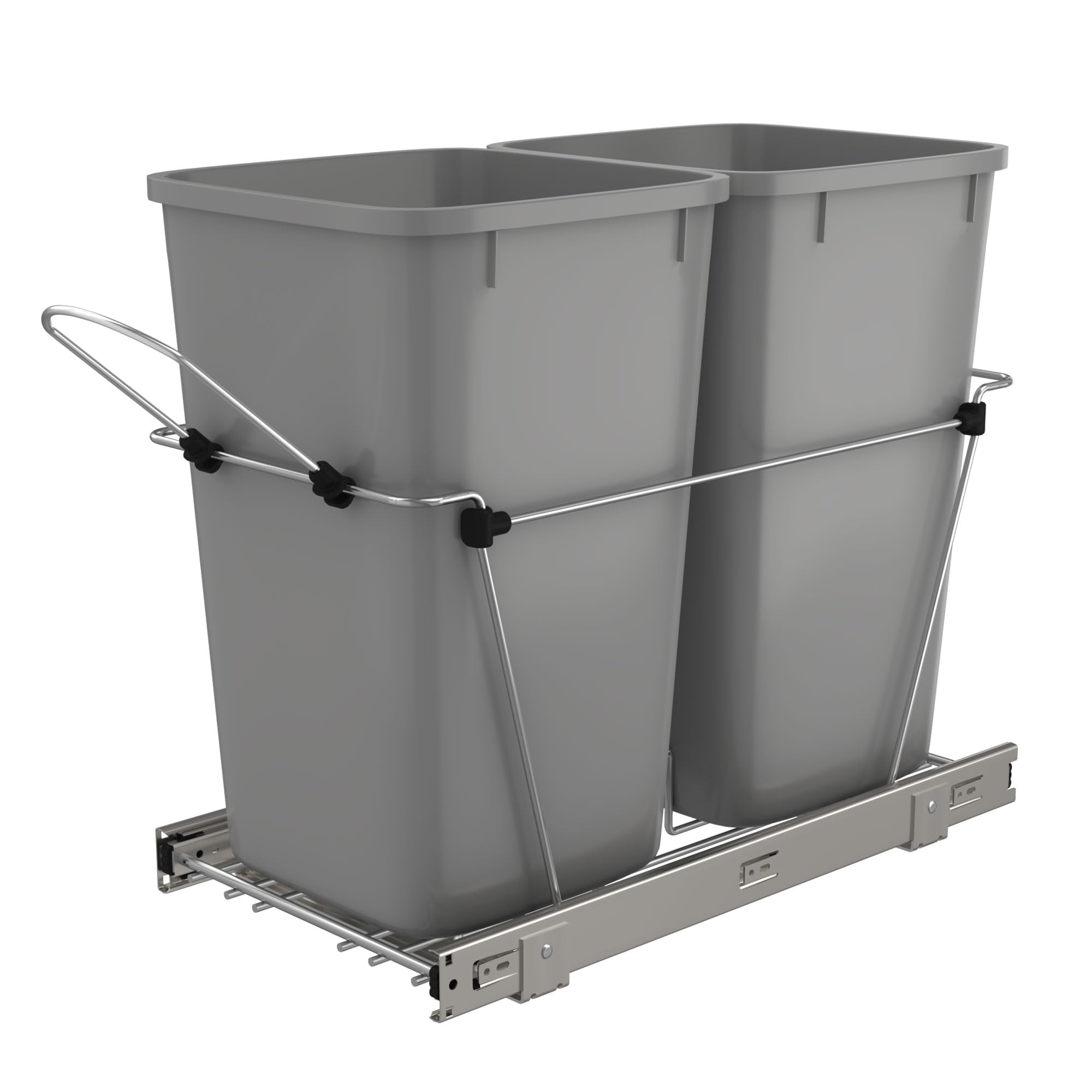 RevAShelf Pullout Trash Can for Under Kitchen Cabinets 27 Qt 12 Gallon Garbage Waste Recyling Bin with Full Extension Slides, 