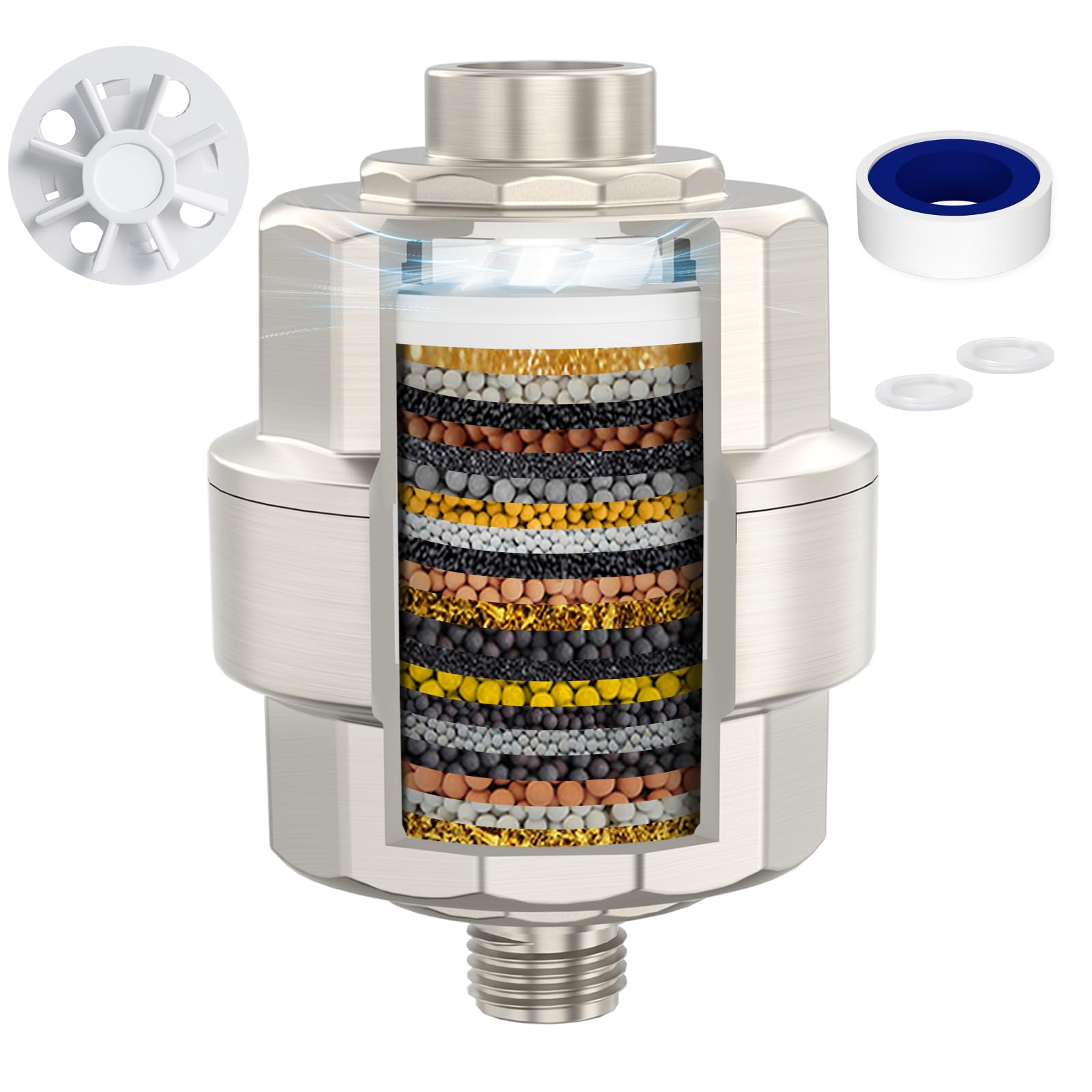 20-Stage Shower Head Filter-Shower Head Filter For Hard Water, With 1 Replaceable Filter Cartridges, High Output Shower Water Fi