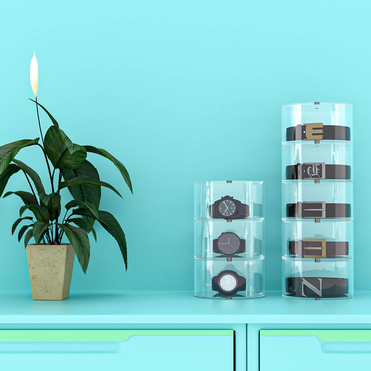 NIUBEE Belt Organizer  Acrylic 8 Layers Belt Case Storage Holder and Display for Accessories like Jewelry Watch Bracelets