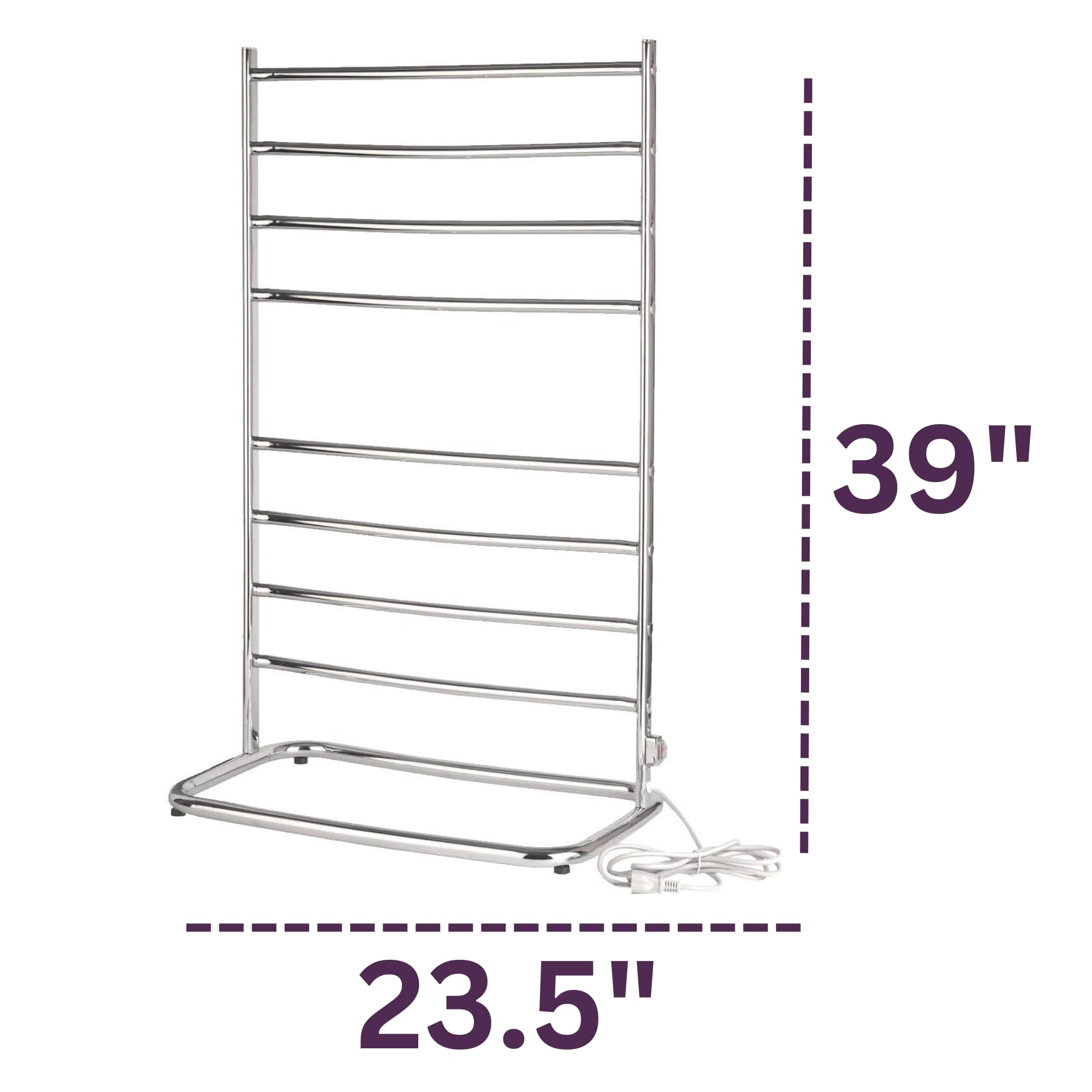 Warmrails Hyde Park Towel Warmer - Free-Standing Towel Warmer Rack For Drying Towels And Garments - 39-Inch Nickel Finish Frame