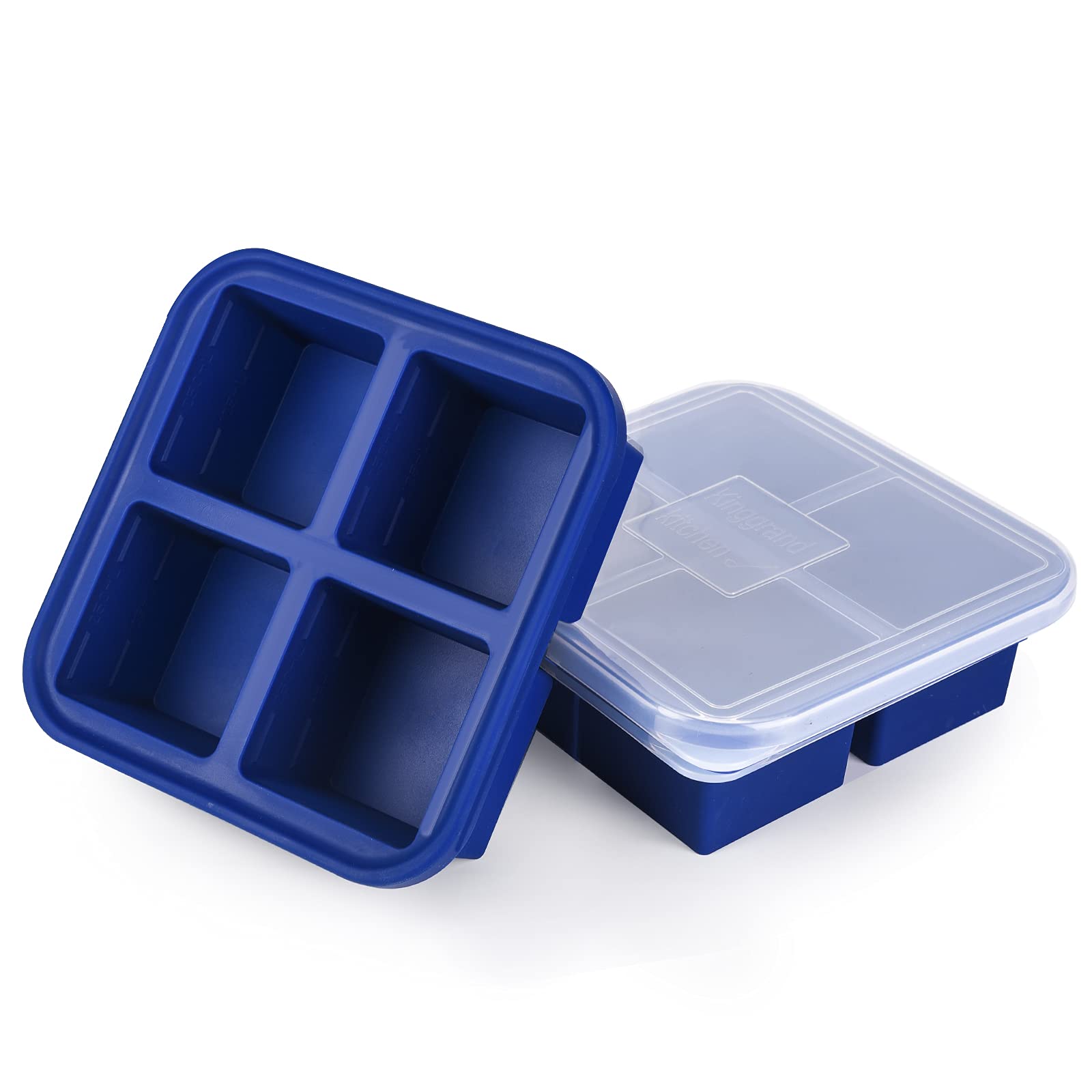 Kinggrand Kitchen 1-Cup Silicone Freezer Tray With Lid - 2 Pack - Make 8 Perfect 1-Cup Portions - Easy Release Molds For Food St