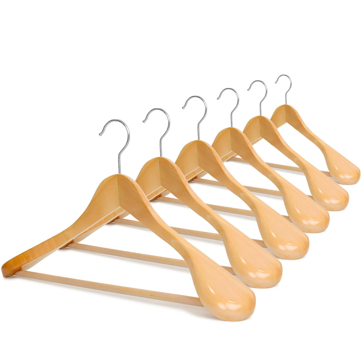Mangotree Wooden Suit Hangers, Wide Shoulder Coat Hangers With Non-Slip Hanging Bar, Smooth Solid Wood Hangers, Heavy Duty Cloth
