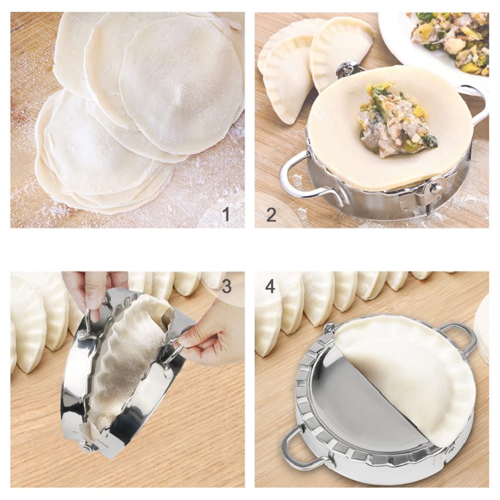 Pamiso Large Empanada Maker, 6.4 Inch Empanada Seal With 7 Inch Dough Cutter Circle, Stainless Steel Empanada Press,Meat Pocket