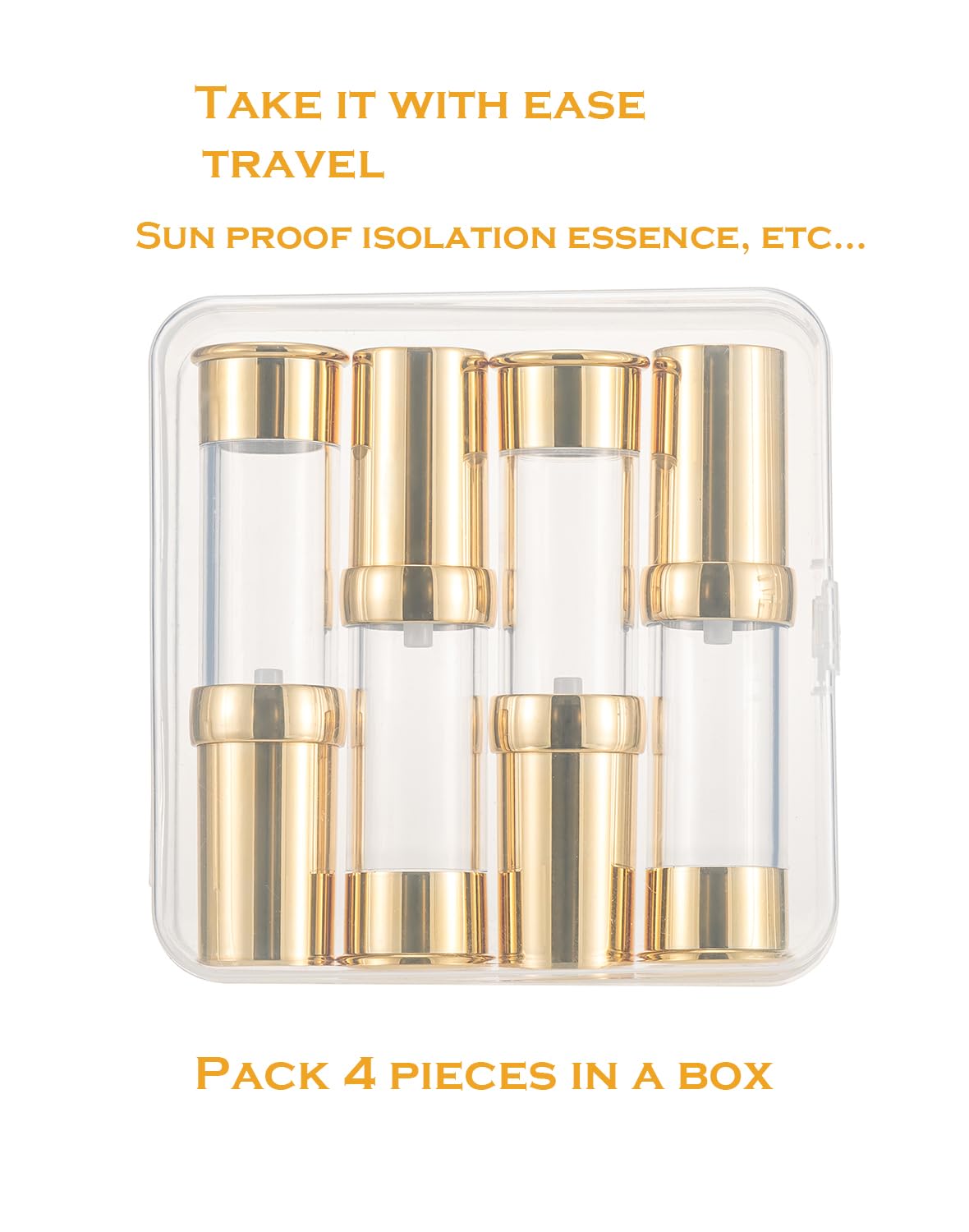 Xqncby Gold Airless Pump Bottle Toiletries Travel Size Containers Mini Makeup Bottle Dispenser With Box Reusable Empty Cosmetic