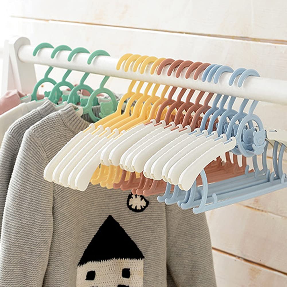 HGYZE Baby Nursery Closet Hangers  Ultra-Thin Non-Slip and Extendable Laundry Infant Pant Hanger for Newborn Clothes -20pcs Yellow Gift- Adjustable Children Coat Hanger for Girl Boy Toddler Kids Child