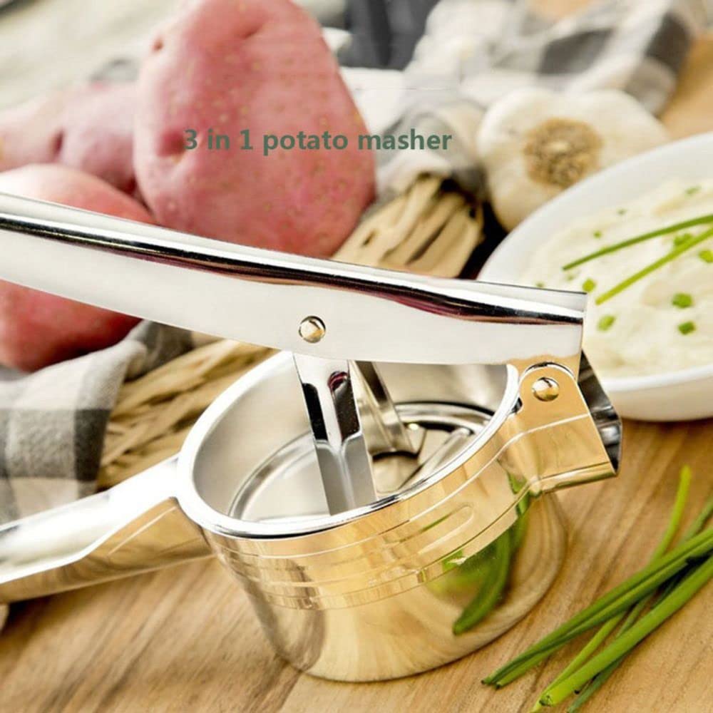 Stainless Steel Potato Masher And Ricer Kitchen Tool For Mashed Potatoes Fruit Masher And Baby Food Press