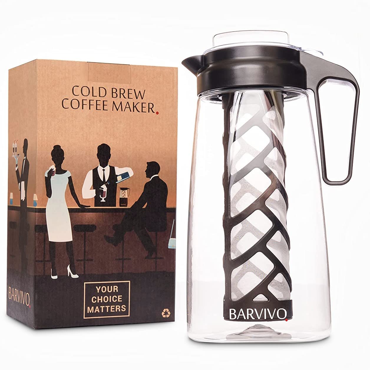 Barvivo Cold Brew Coffee Maker - Iced Coffee Maker, Cold Brew Pitcher To Blend Roast And Brew The Perfect Morning Coffee - 67.63