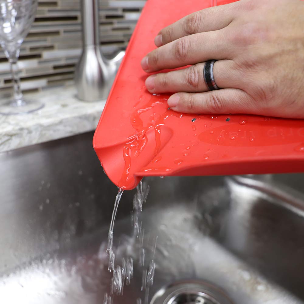 Kitchen Sink Colander Board (Red), By Home Basics | Strainer Over Sink For Rinsing And Chopping Produce | Plastic Cutting Board