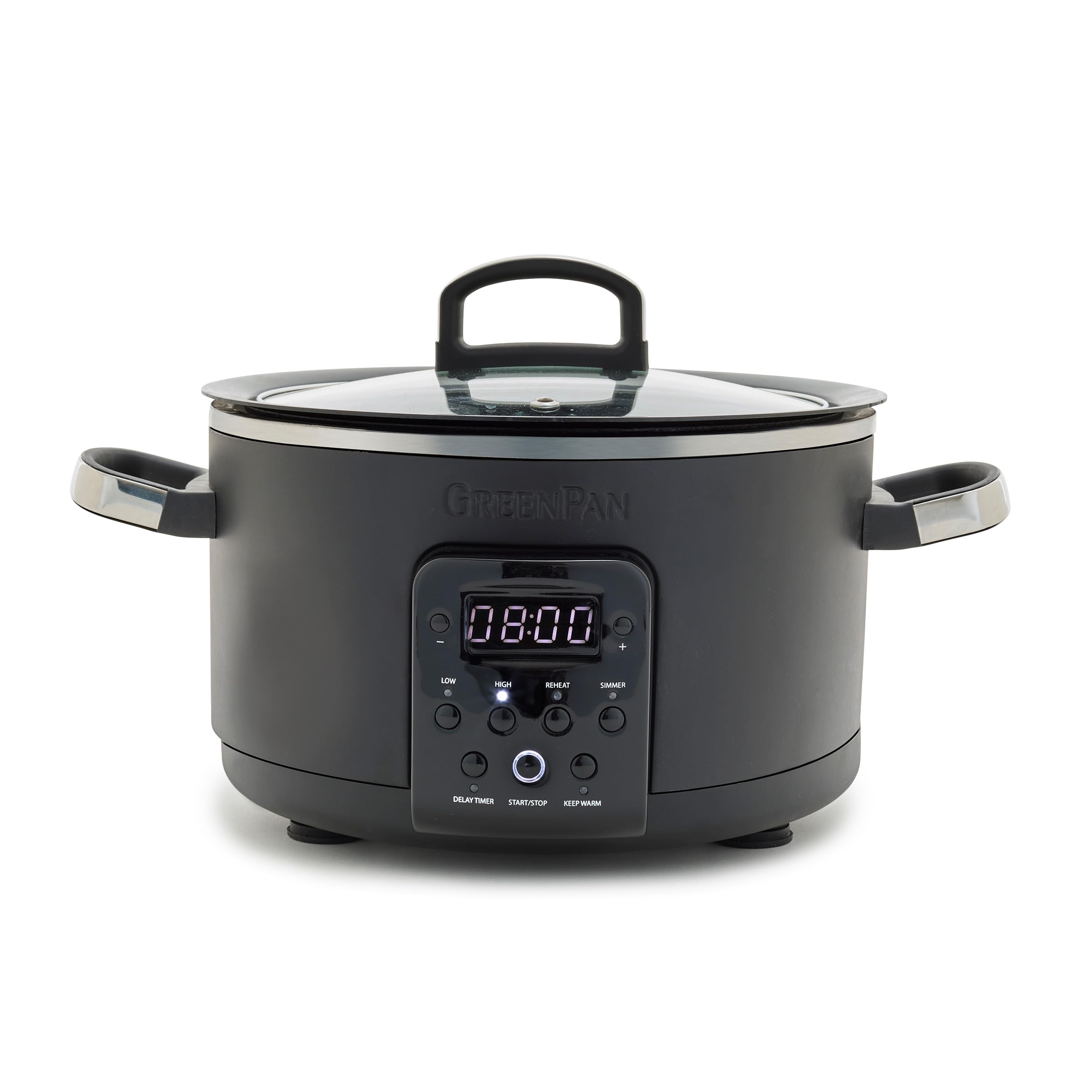 GreenPan 6-in-1 4QT Electric Ceramic Slow Cooker with Glass Lid, Multifunction Presets, Hard Anodized PFAS-Free Removeable Nonst