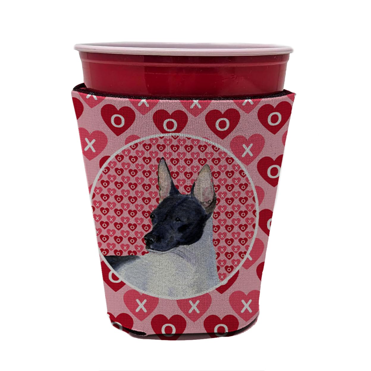 Caroline'S Treasures Ss4480Rsc Rat Terrier Hearts Love And Valentine'S Day Red Cup Hugger Cup Cooler Sleeve Hugger Machine Washa