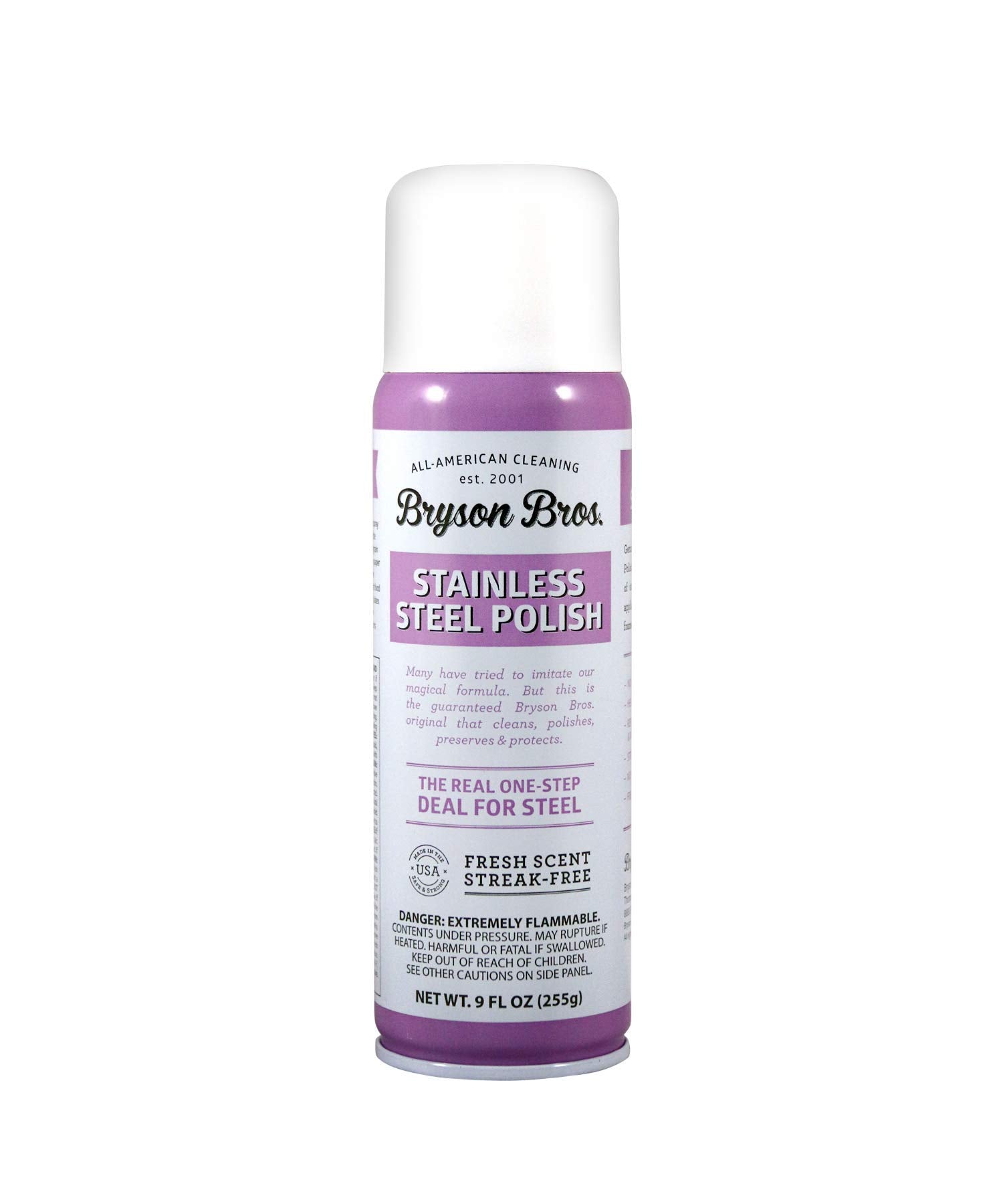 Bryson Brothers 9 Fl Oz Stainless Steel Polish  Cleans, Polishes, Preserves & Protects BBQ Grills, Appliances, Steel Window Fra