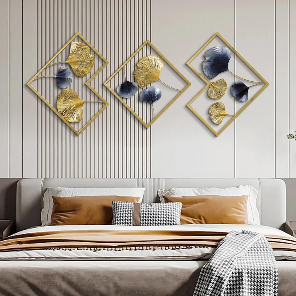 Design World Gifts And Interiors Metal Wall Art | Wall Decor/Wall Sculpture/Gingko Leaf Hanging/Decor | For Living Room, Office,