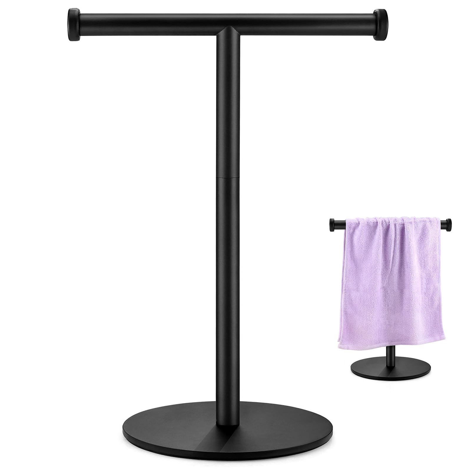 Hand Towel Holder, Matte Black Bathroom Towel Racks, Countertop Towel Stand, T-Shape Towel Holder For Bathroom Kitchen