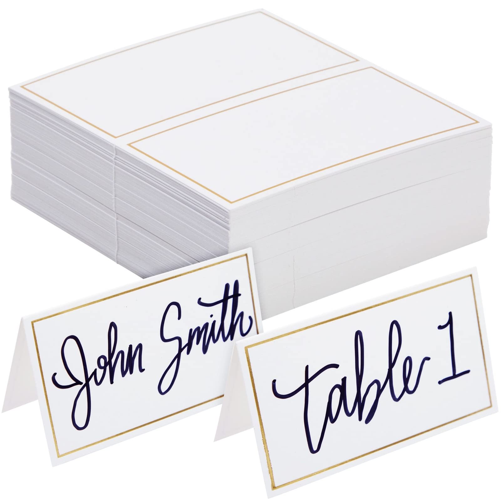 100 Pack Wedding Place Cards For Table Setting, Blank Table Name Cards, Gold Place Cards For Birthday, Banquet, Events, Reserved