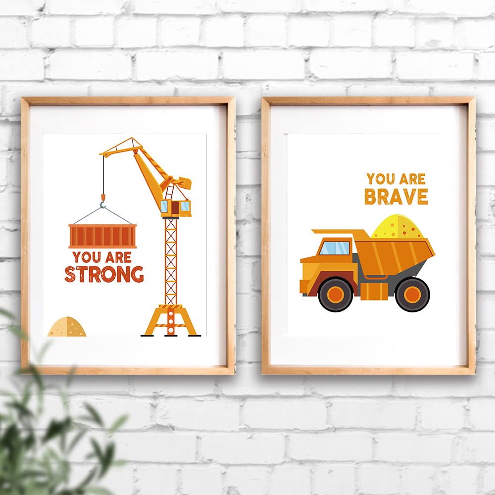 Iiiluyot 6 Pcs Inspirational Truck Poster For Boys Kids Room Decor(8''X10''), Construction Truck Picture Cartoon Construction Tr