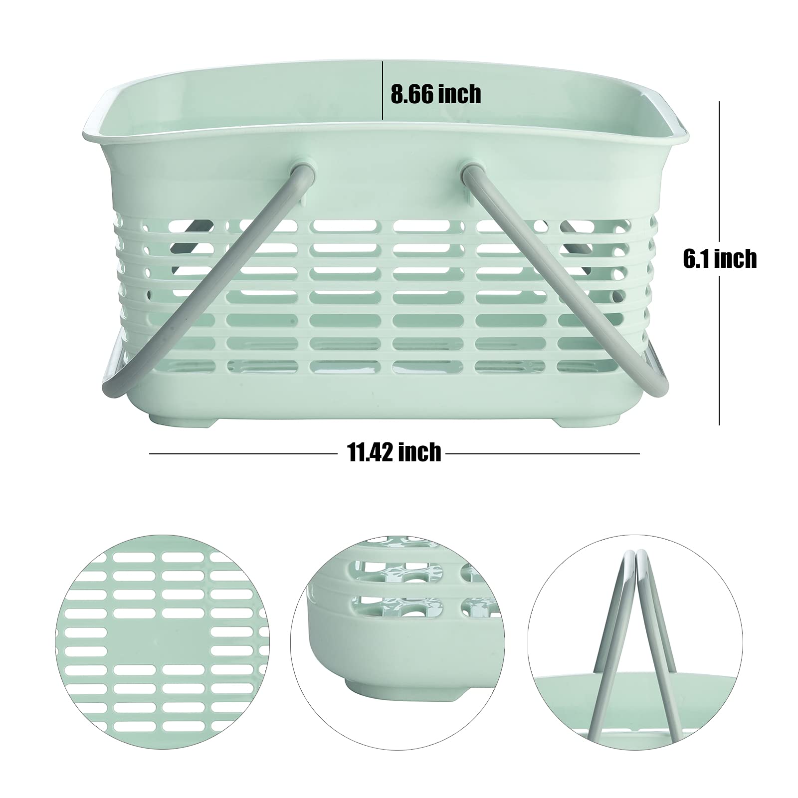 Alink Plastic Shower Caddy Basket With Handle, Portable Organizer Storage Basket For College Dorm, Bathroom, Kitchen - Blue