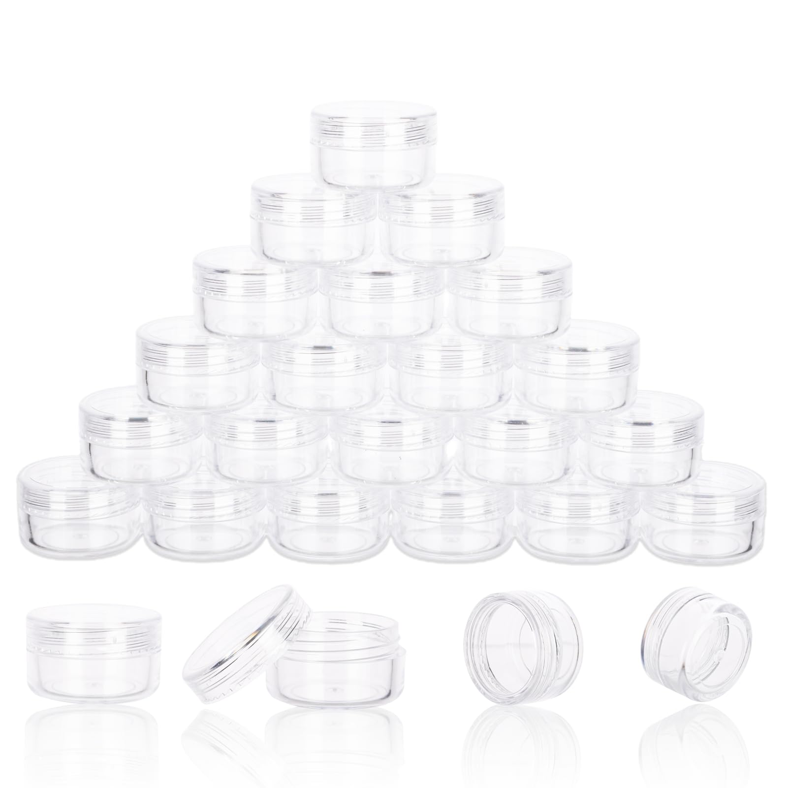 5 Gram Sample Containers With Lids, 25 Count 5Ml Clear Sample Jars, Empty Lip Balm Containers With Lids, Small Makeup Travel Con