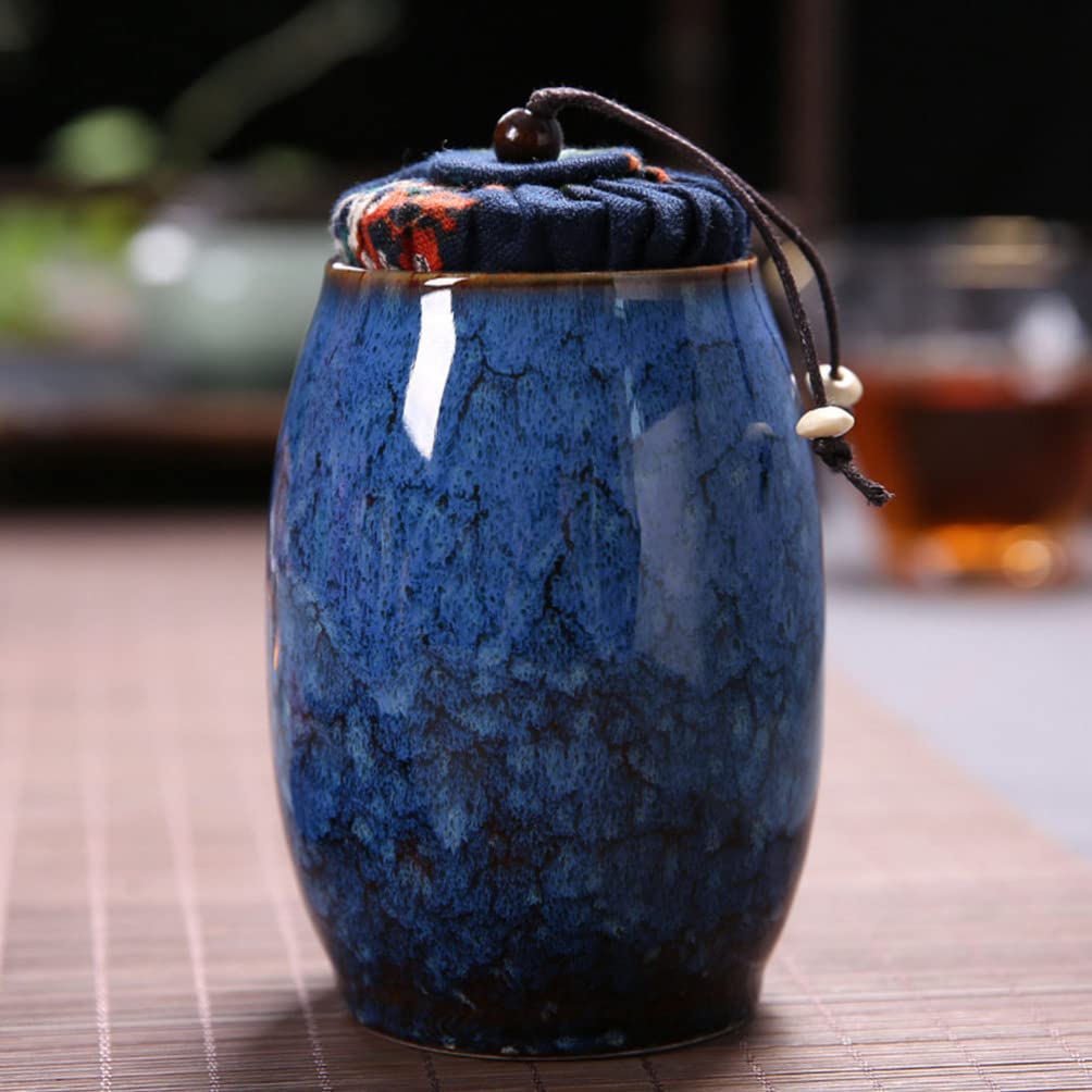 Angoily Ceramic Tea Canister Porcelain Tea Tin Vintage Ceramic Tea Jar Airtight Lid Tea Canister Loose Leaf Tea Storage Containe