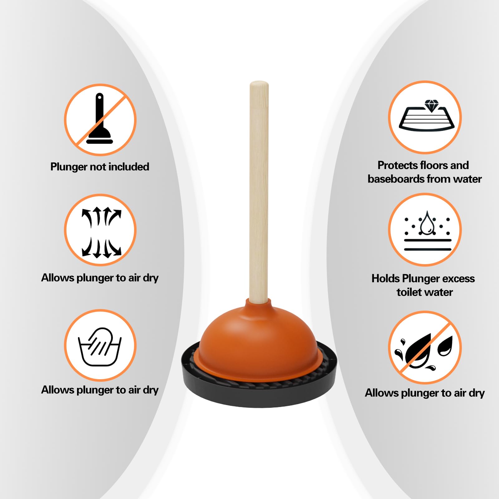 Dealsgogo Plunger Tray 2Pcs Black - Plunger Mat Air Drying Mat For Toilet Plunger - Plunger Holder Catches Drips - Wicks Water F