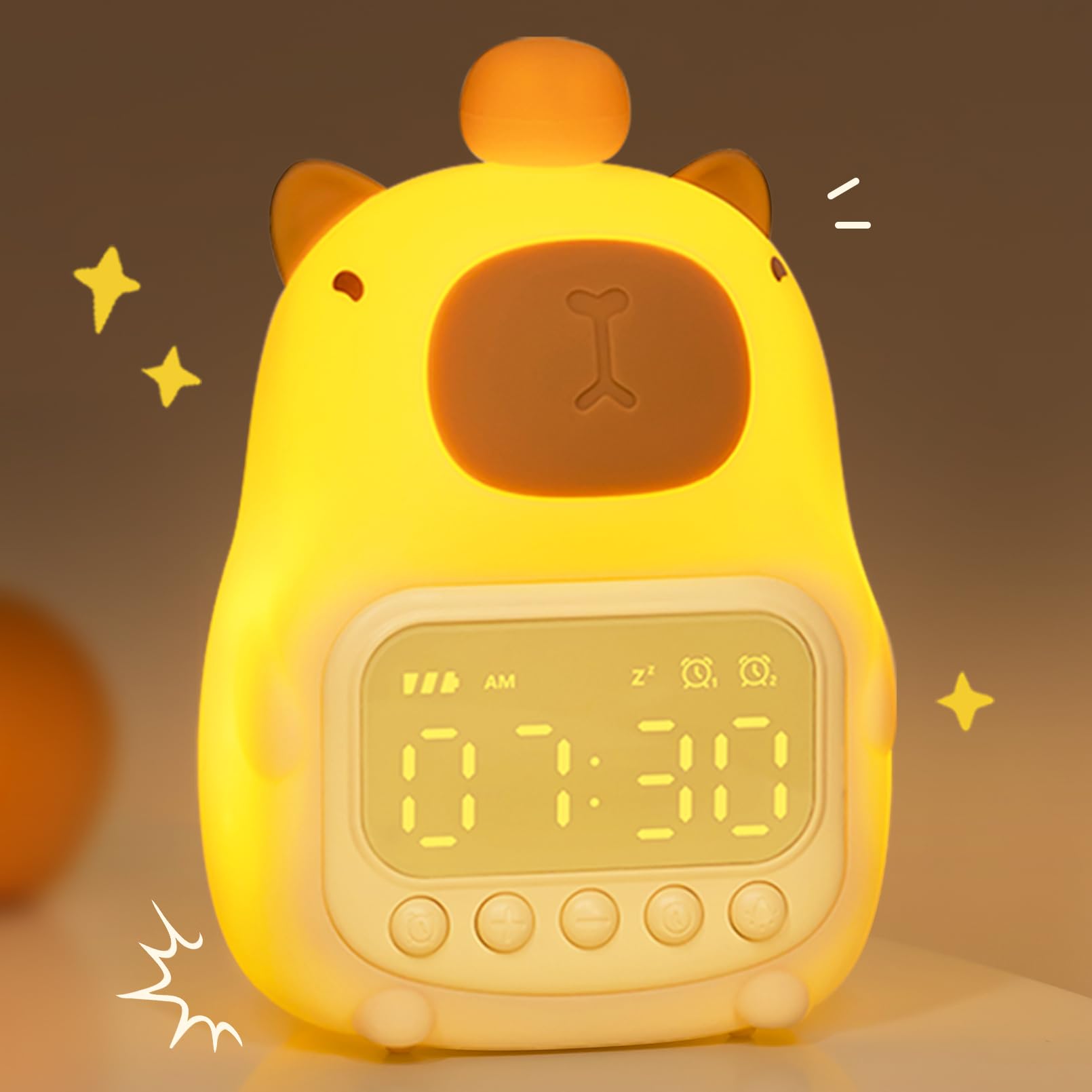 MASHI Capybara Alarm Clock with Night Light, ok to Wake Clock for Kids, Christmas Kids Alarm Clock, Snooze, Toddler Sleep Traini