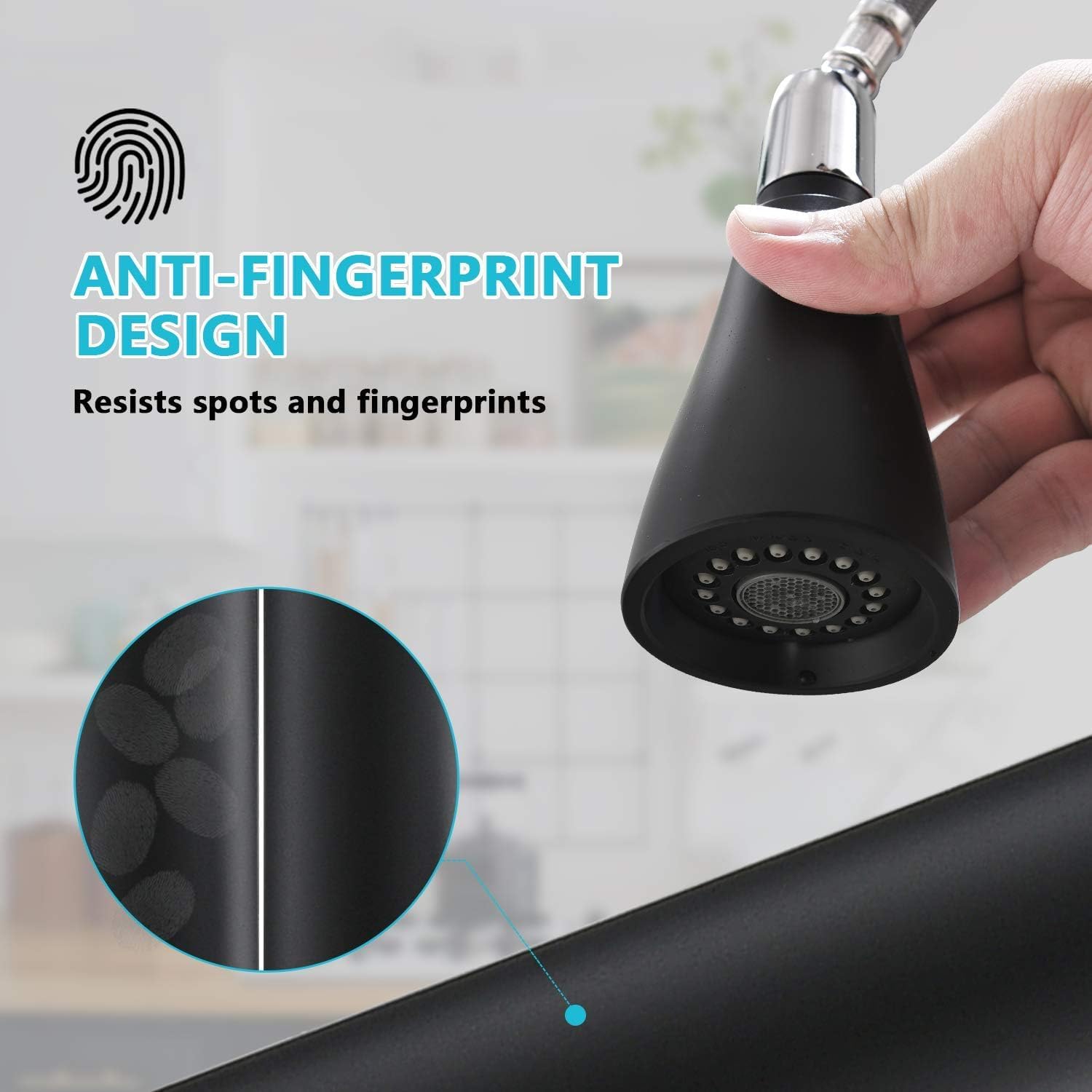 Matte Black Kitchen Faucet Pull Down Sprayer and Soap Dispenser - Single Handle Commercial High Arc One Hole Pull Out Spray Head Kitchen Sink Faucets with Deck Plate  APPASO