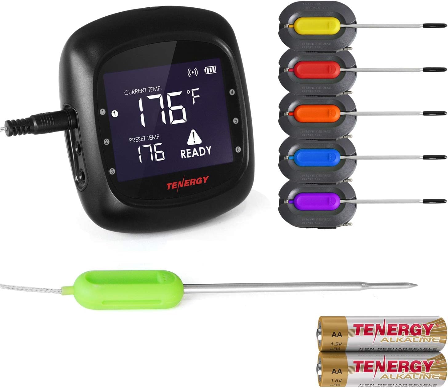 Tenergy Solis Digital Meat Thermometer, App Controlled Wireless Bluetooth Smart Bbq Thermometer W/ 6 Stainless Steel Probes & Ca