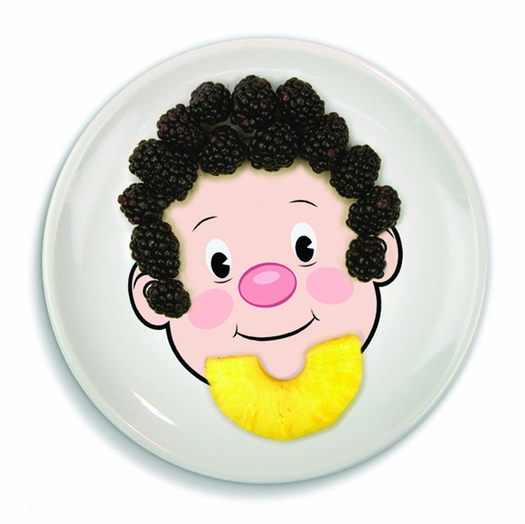Genuine Fred MR. FOOD FACE Kids' Ceramic Dinner Plate - White/Ivory, Fun Design, Perfect for Children's Meals