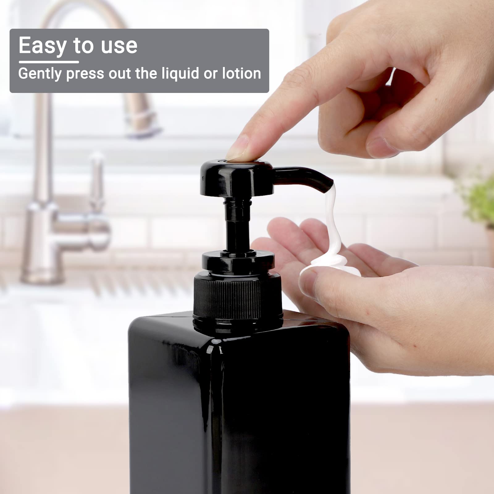 Suream Plastic Shampoo Bottles With Pump 15Oz/450Ml, Black Bathroom Shampoo And Conditioner Dispenser, Refillable Reusable Empty