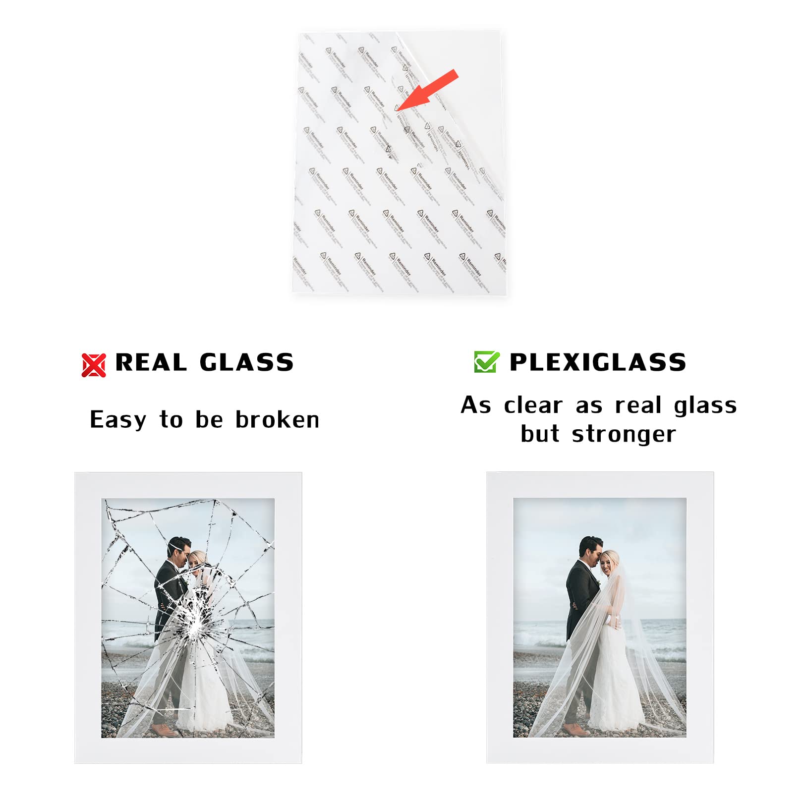 5x7 White Picture Frames Natural Solid Wood 4 Pack for Wall Mounting and Tabletop Display