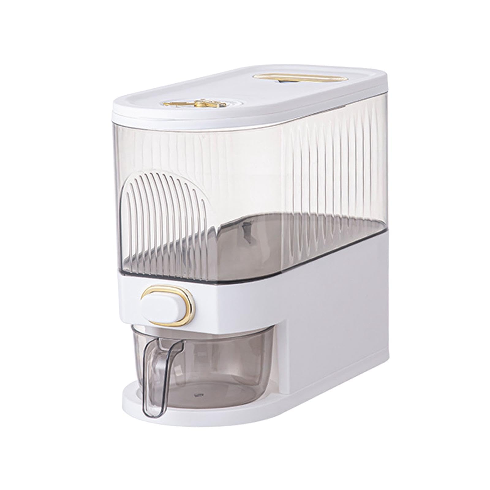 Ujeavette Grain Container Storage Box Airtight Rice Dispenser For Candy Cereal Soybean White Samll
